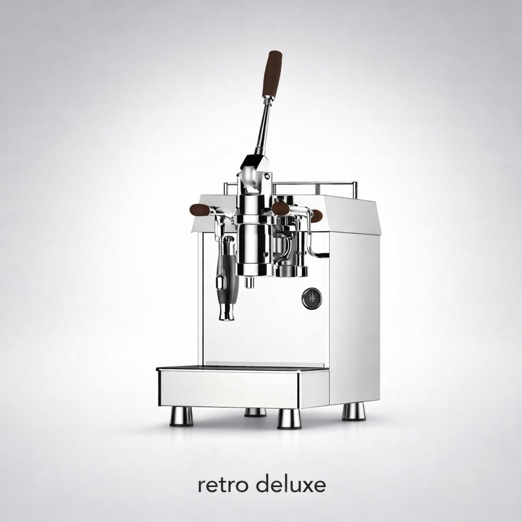 Retro deluxe espresso machine in stainless steel